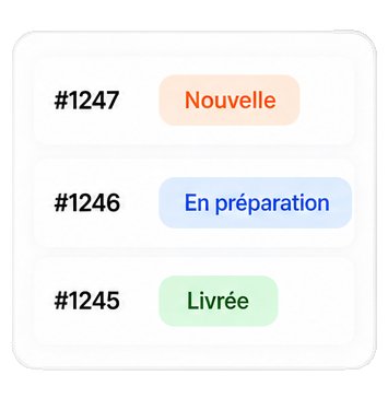 Liste de commandes avec leurs statuts dans SAOVIA Food