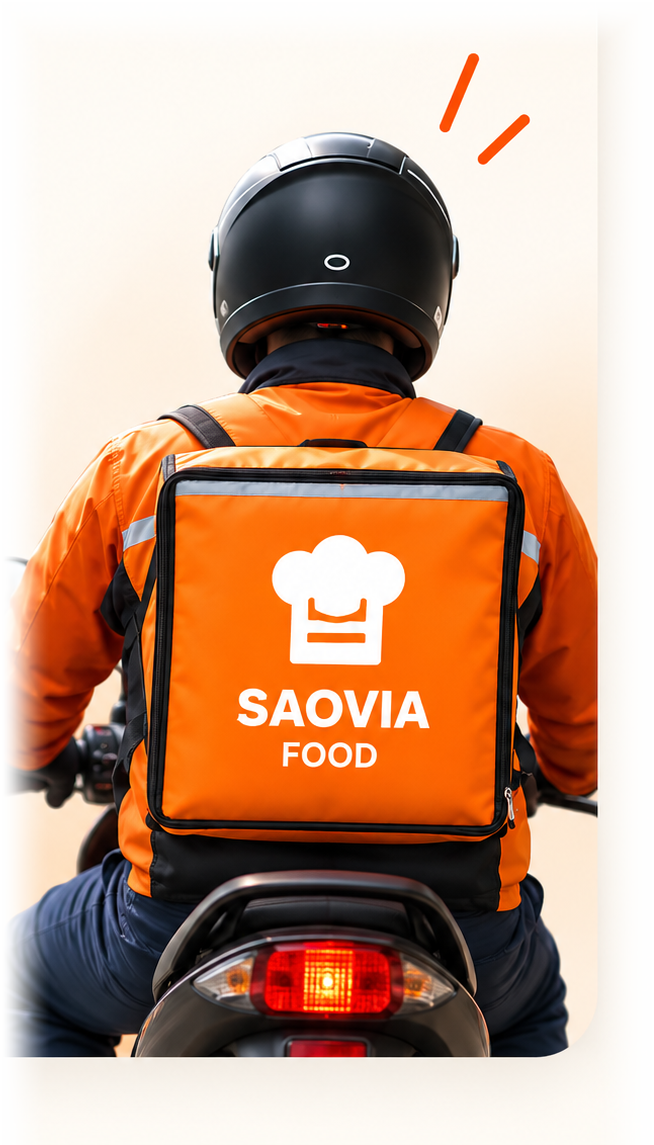 Livreur SAOVIA Food avec son sac de livraison